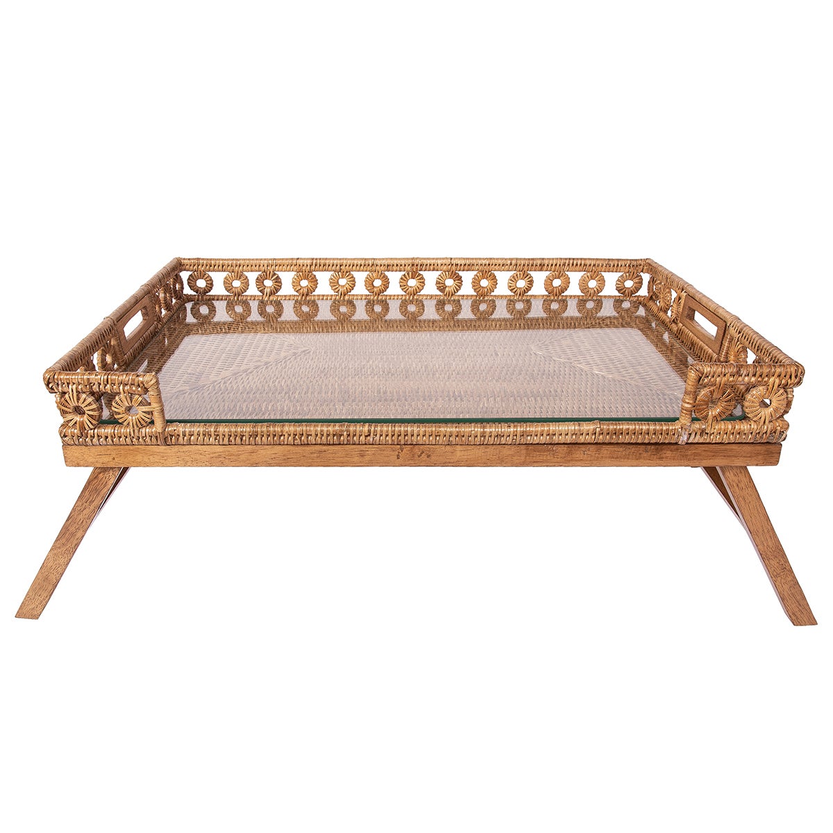 Artifacts Trading Company Inna Design Tray, Legs & Glass Honey Brown